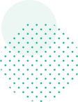 A pattern of evenly spaced teal dots arranged in a diamond shape on a light background, with a faint overlapping teal circle in the upper left.